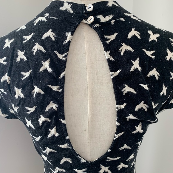 Free People Billie Bird Black & White Bodysuit w/ Keyhole Neck & Back - Picture 7 of 13